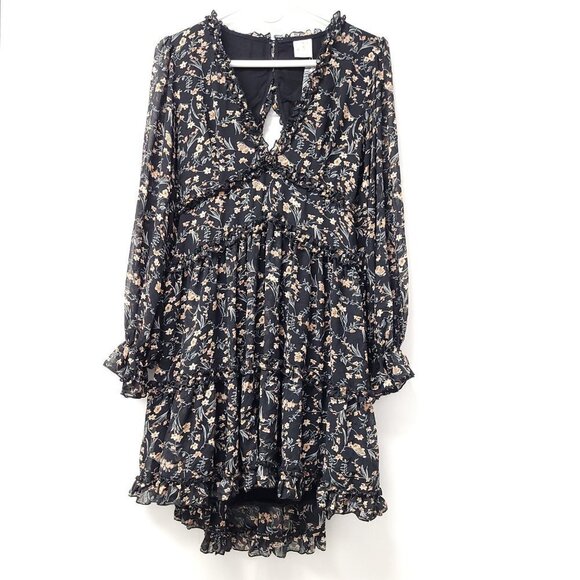 NWT By Together Womens Boho Floral Print V Neck Mini Dress Size L - Picture 1 of 7